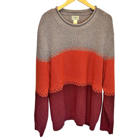 L. L. Bean Tricolor Organic Cotton Textured Pullover Sweater - size XXL - Picture 1 of 5